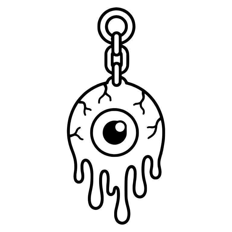Dripping Eyeball Chain Charm With Ring — free objects SVG cut file