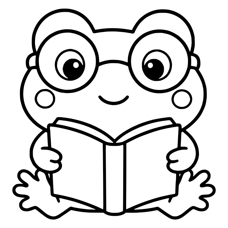 Bookworm Frog With Round Glasses Reading Open Book — free animal SVG cut file