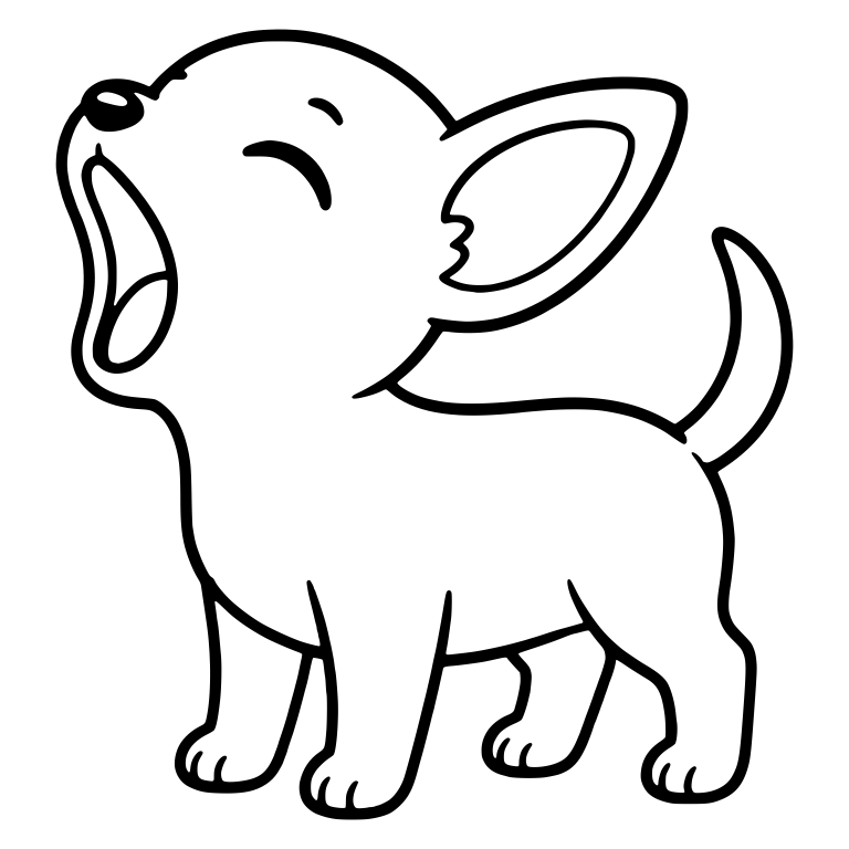 Chihuahua Puppy Standing and Yawning With Head Tipped Back — free animal SVG cut file