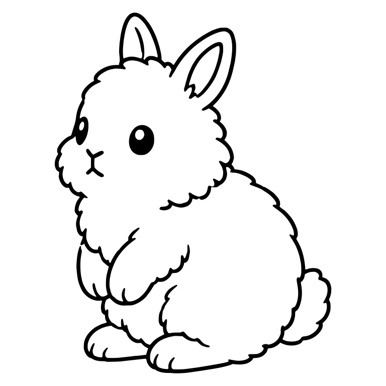 Fluffy Wooly Bunny Sitting With Paws Tucked — free animal SVG cut file