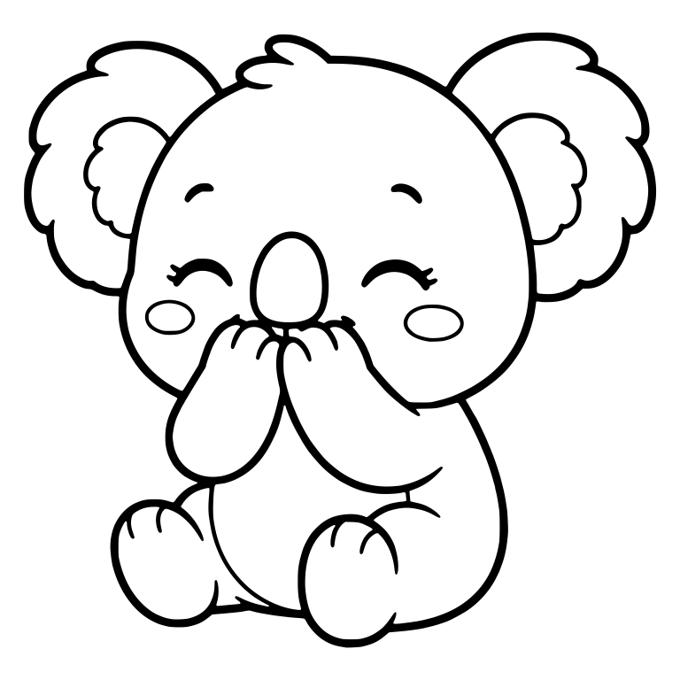Sitting Koala Hiding A Giggle Behind Both Paws — free animal SVG cut file