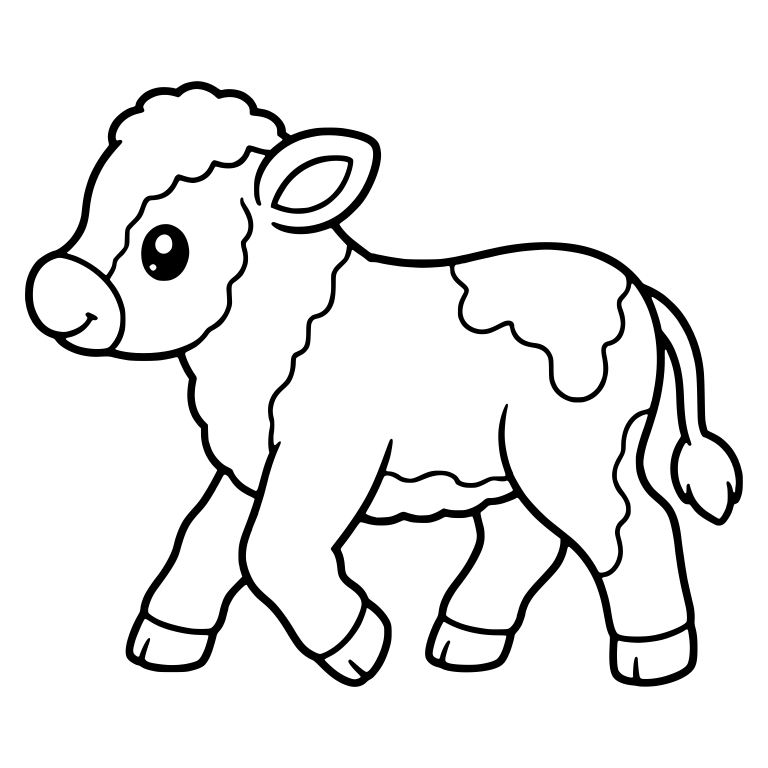 Walking Calf in Side View With Wavy Patches — free animal SVG cut file