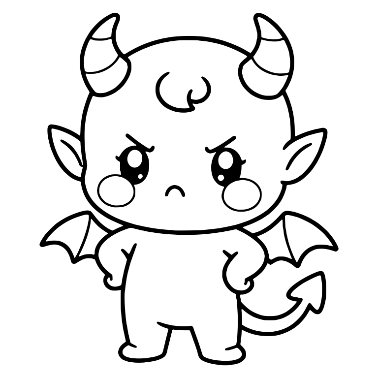 Angry Winged Baby Devil With Hands on Hips and Blush — free fantasy-creature SVG cut file