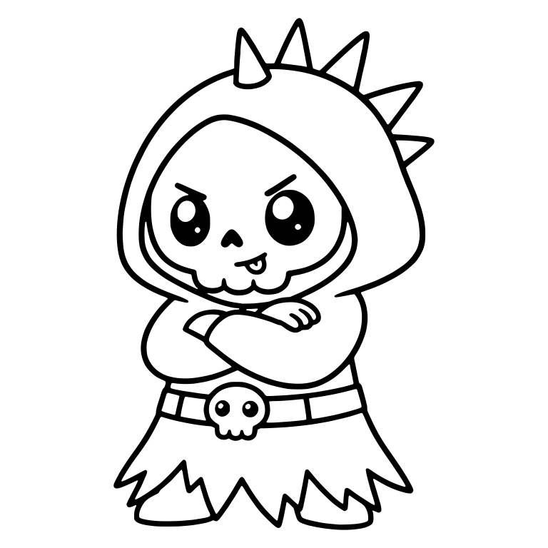 Spiked Hood Reaper with Crossed Arms and Skull Belt — free characters SVG cut file