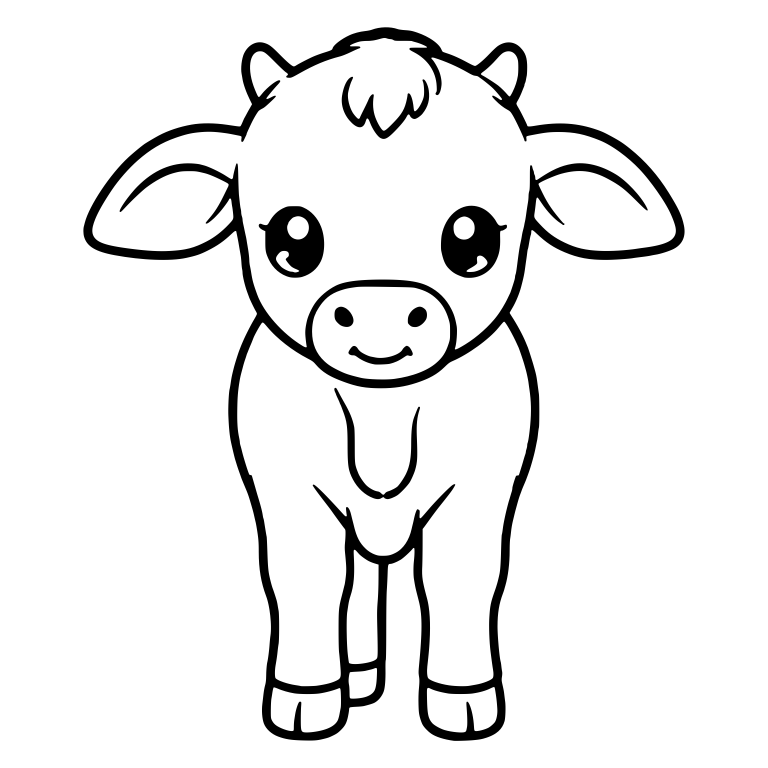 Standing Calf With Floppy Ears And Tiny Horns — free animal SVG cut file