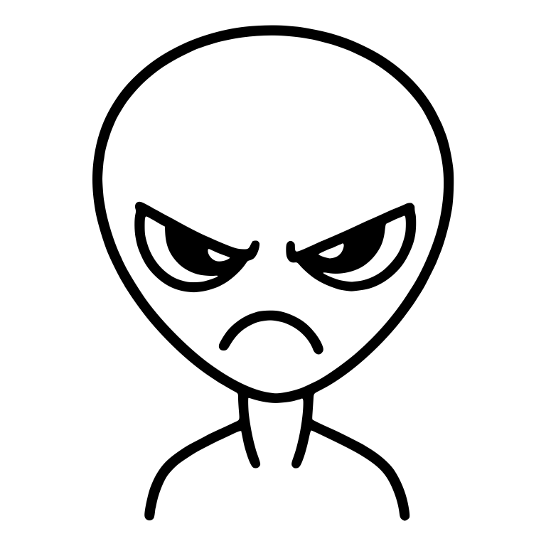 Grumpy Gray Alien Bust With Angry Slanted Eyes — free fantasy-creature SVG cut file