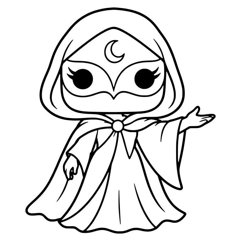 Hooded Masked Figure With Crescent Moon and Long Robe — free characters SVG cut file