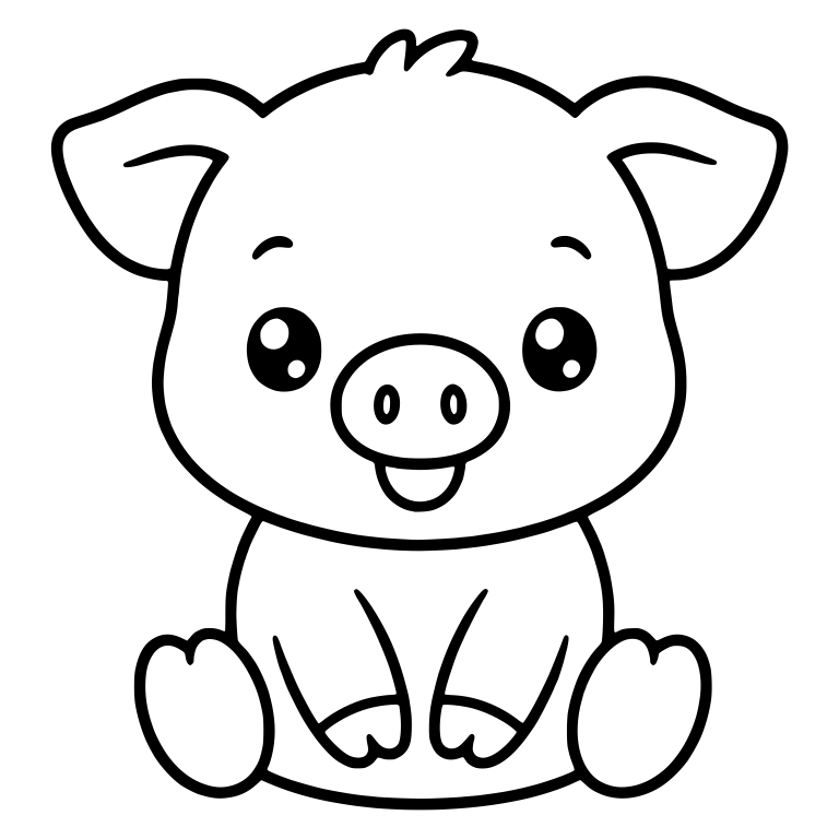 Sitting Baby Pig with Big Eyes and Little Tongue — free animal SVG cut file