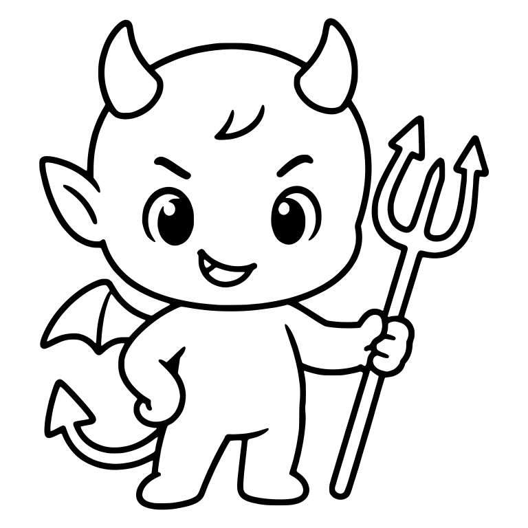 Little Devil Holding Trident With Hand on Hip — free fantasy-creature SVG cut file