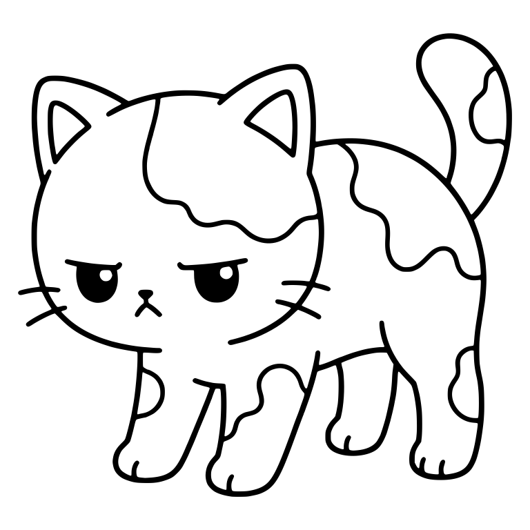 Angry Calico Kitten Walking on Four Paws — free animal SVG cut file
