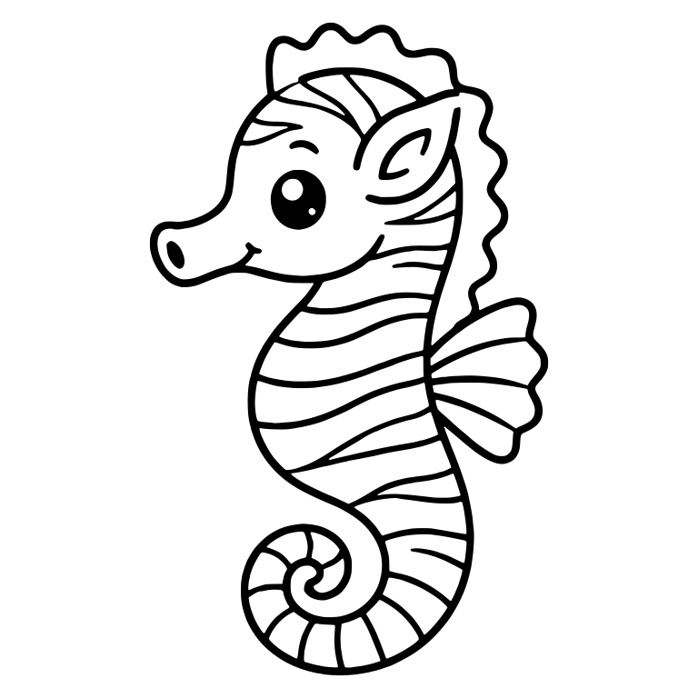 Zebra Seahorse With Ear-Shaped Fin and Wavy Back Frill — free animal SVG cut file