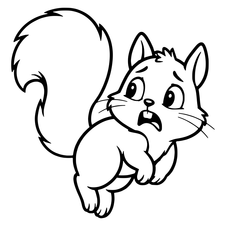 Wide-Eyed Squirrel Mid-Leap Glancing Sideways — free animal SVG cut file