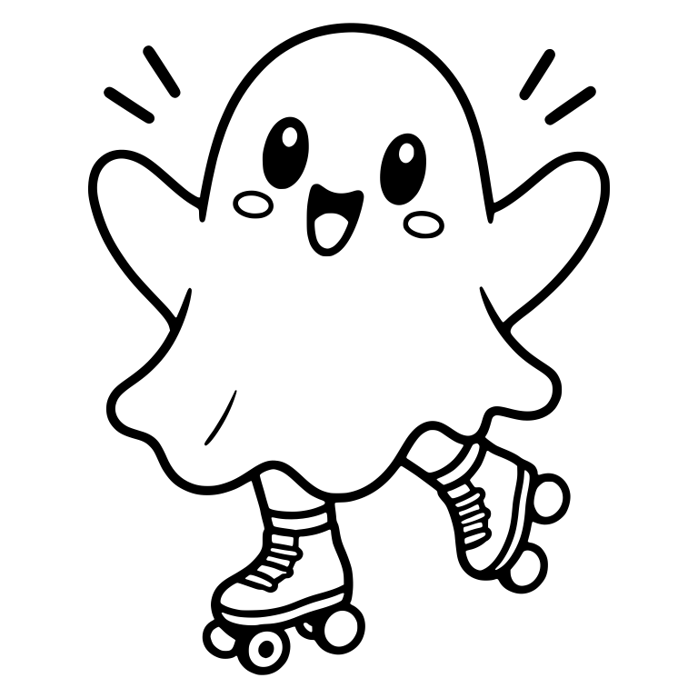 Excited Ghost On Roller Skates With Burst Lines — free fantasy-creature SVG cut file