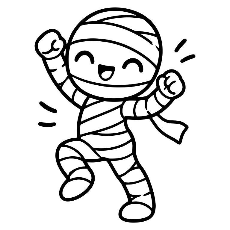 Cheering Mummy Jumping With Fists Up and Motion Lines — free fantasy-creature SVG cut file