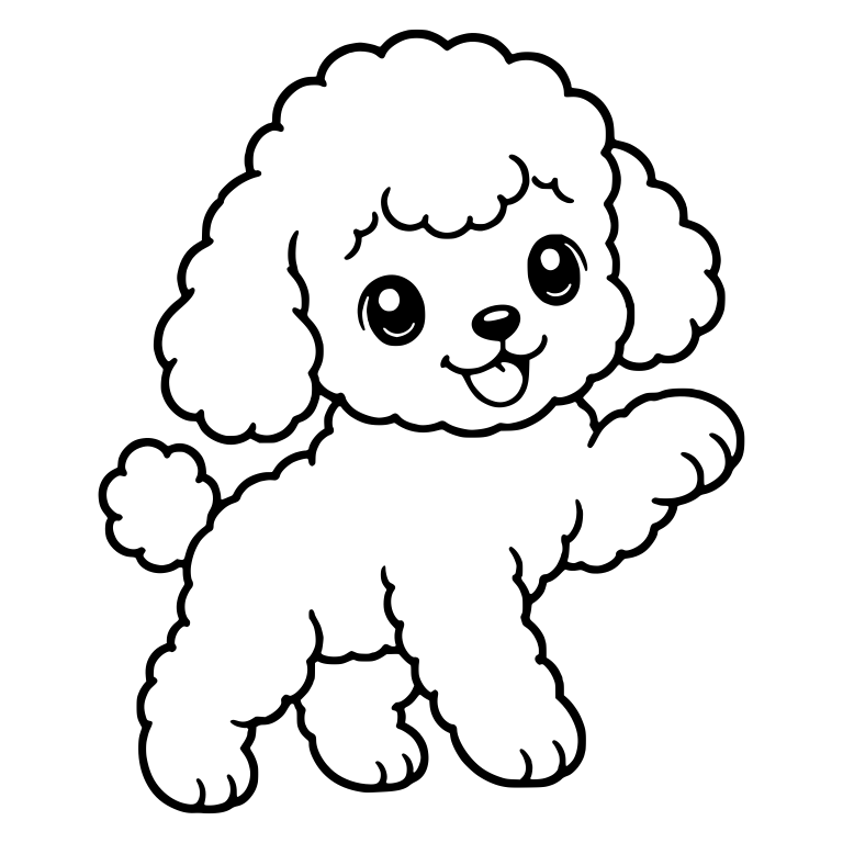 Toy Poodle Puppy Reaching One Paw Out to the Side — free animal SVG cut file