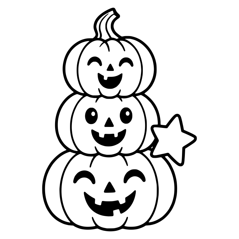 Pumpkin Stack With Star Beside Middle Pumpkin — free holiday SVG cut file