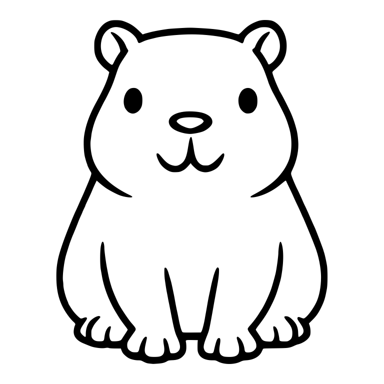 Sitting Capybara with Outlined Nose and Big Toes — free animal SVG cut file