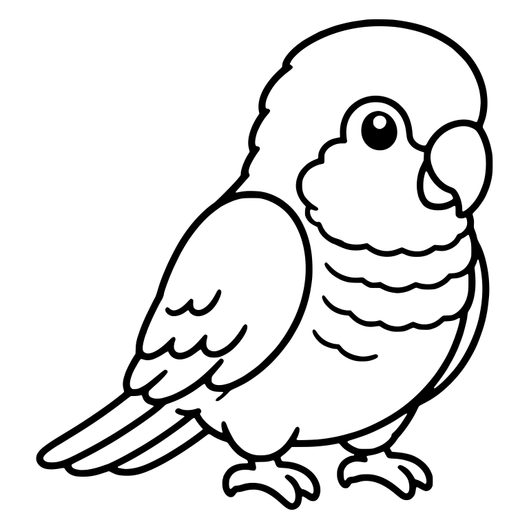 Kawaii Quaker Parrot in Side View with Scalloped Chest — free animal SVG cut file
