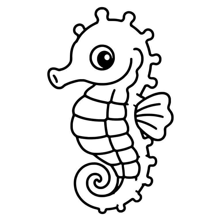 Seahorse With Round Back Knobs And Grid Belly — free animal SVG cut file