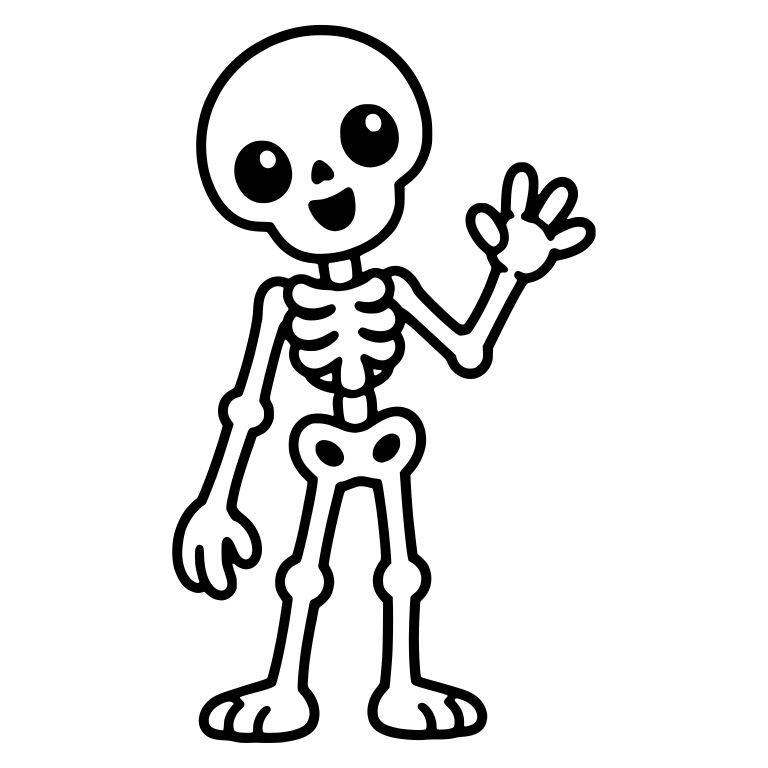 Waving Friendly Skeleton With Open Smile — free skeleton SVG cut file