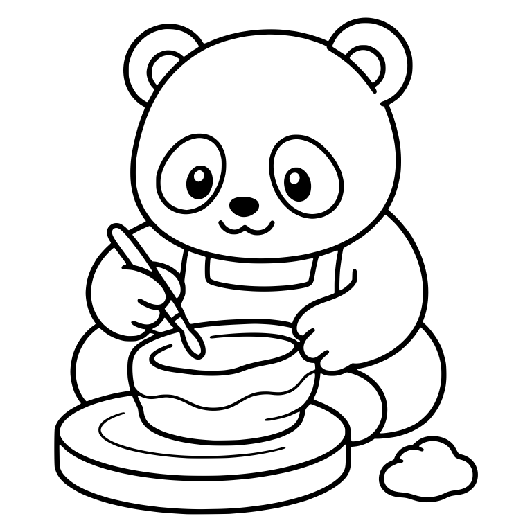 Panda Shaping a Clay Bowl on a Pottery Wheel — free animal SVG cut file