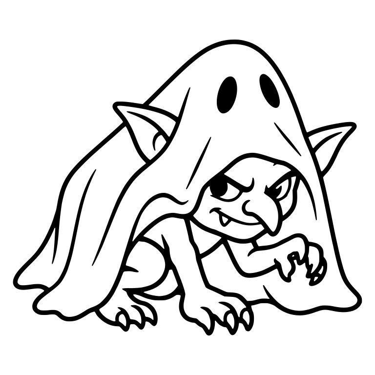 Goblin Creeping on All Fours Under a Ghost Sheet — free fantasy-creature SVG cut file