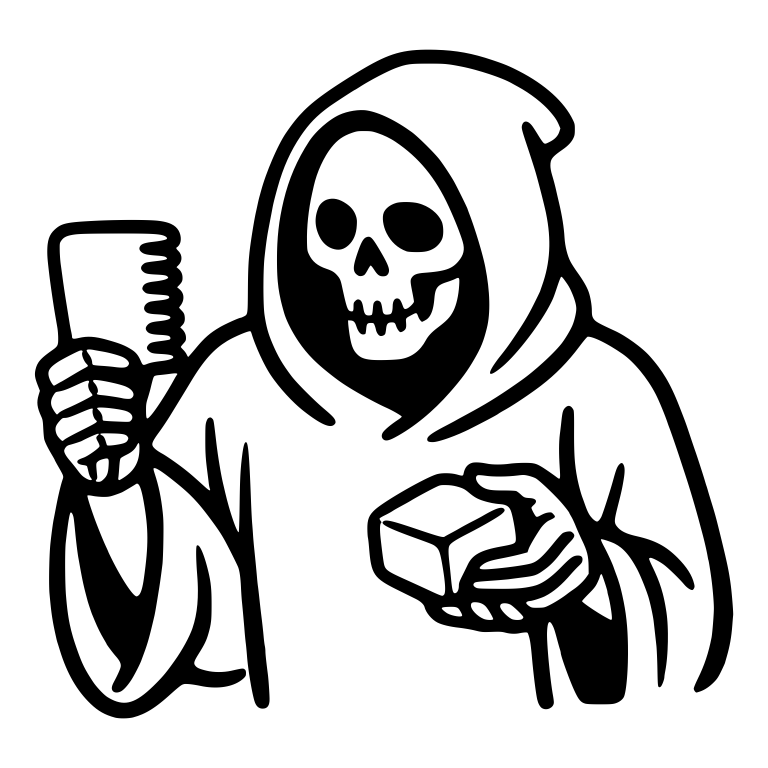 Reaper Holding Wax Bar and Wax Comb — free characters SVG cut file