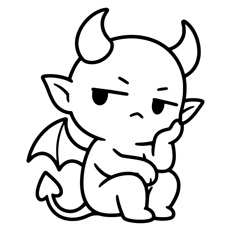 Bored Demon Resting Chin on Hand with Bat Wing — free fantasy-creature SVG cut file
