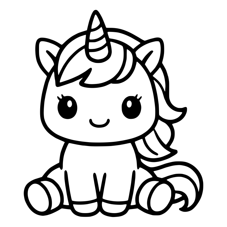Baby Unicorn With Eyelashes and Long Curling Tail — free fantasy-creature SVG cut file