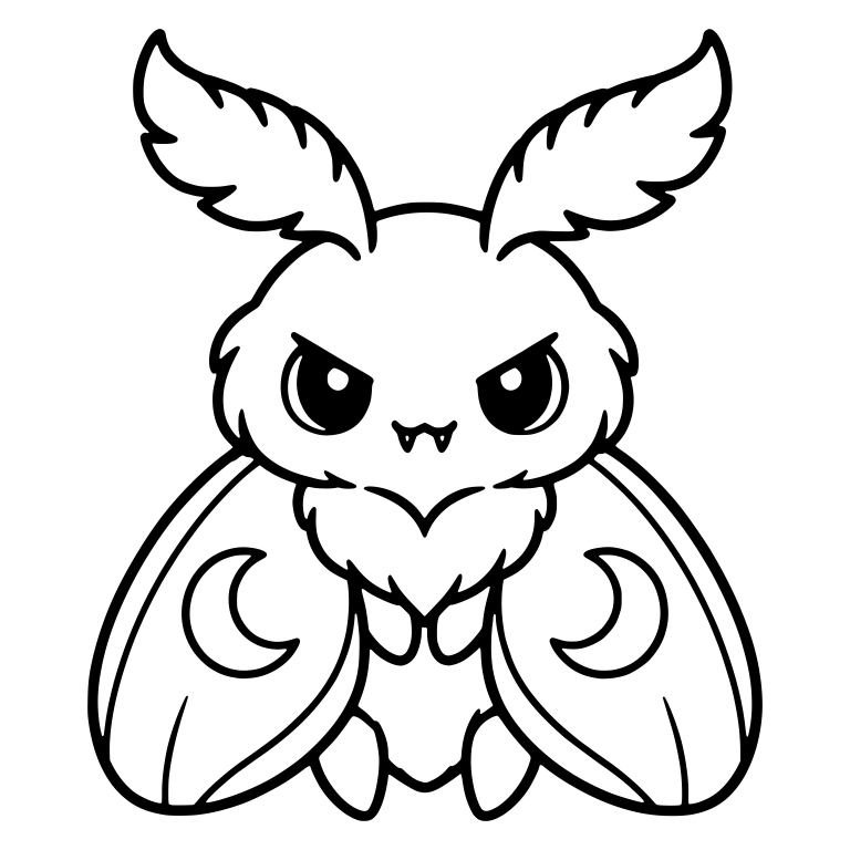 Fluffy Angry Moth with Feathery Antennae and Crescent Wings — free insect SVG cut file