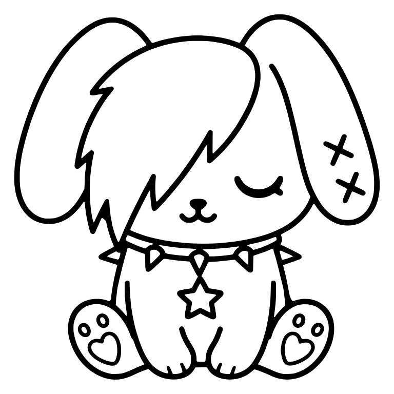 Sleepy Emo Bunny With Star Pendant And X Marks On Ear — free animal SVG cut file