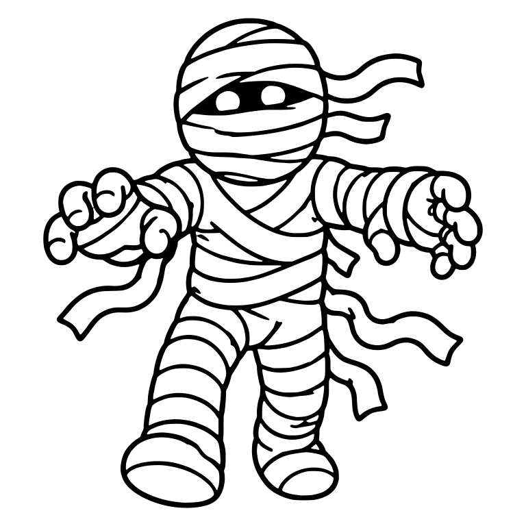 Walking Mummy With Arms Out and Hanging Bandage Strips — free fantasy-creature SVG cut file