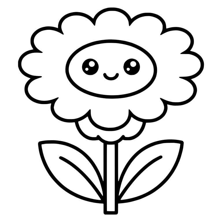 Scalloped Cloud Petal Flower With Oval Face — free floral SVG cut file