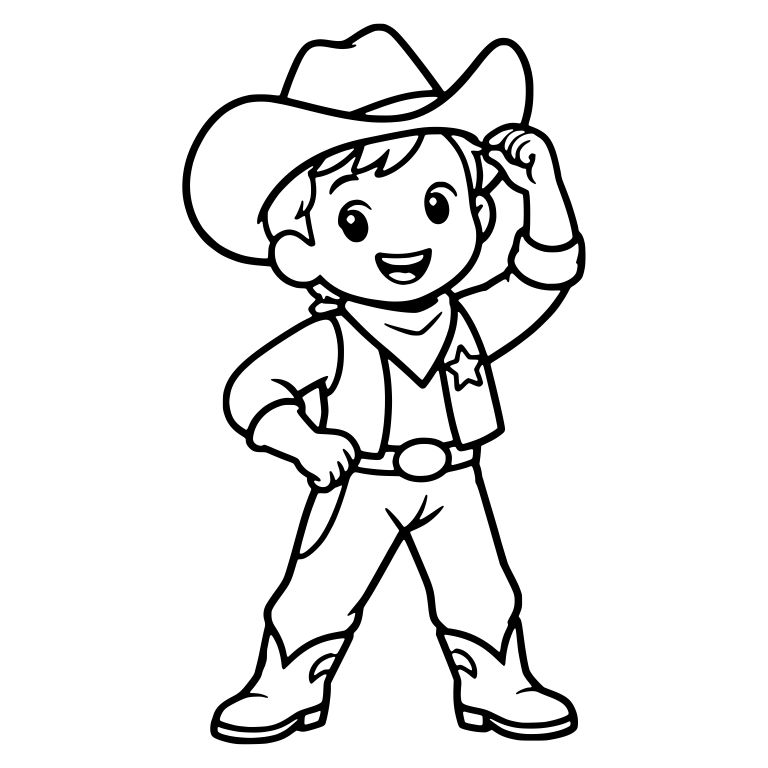 Cowboy Tipping Big Hat in Decorated Boots — free characters SVG cut file