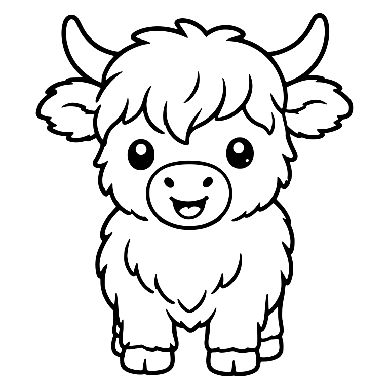 Happy Highland Calf With Open-Mouth Smile Standing — free animal SVG cut file