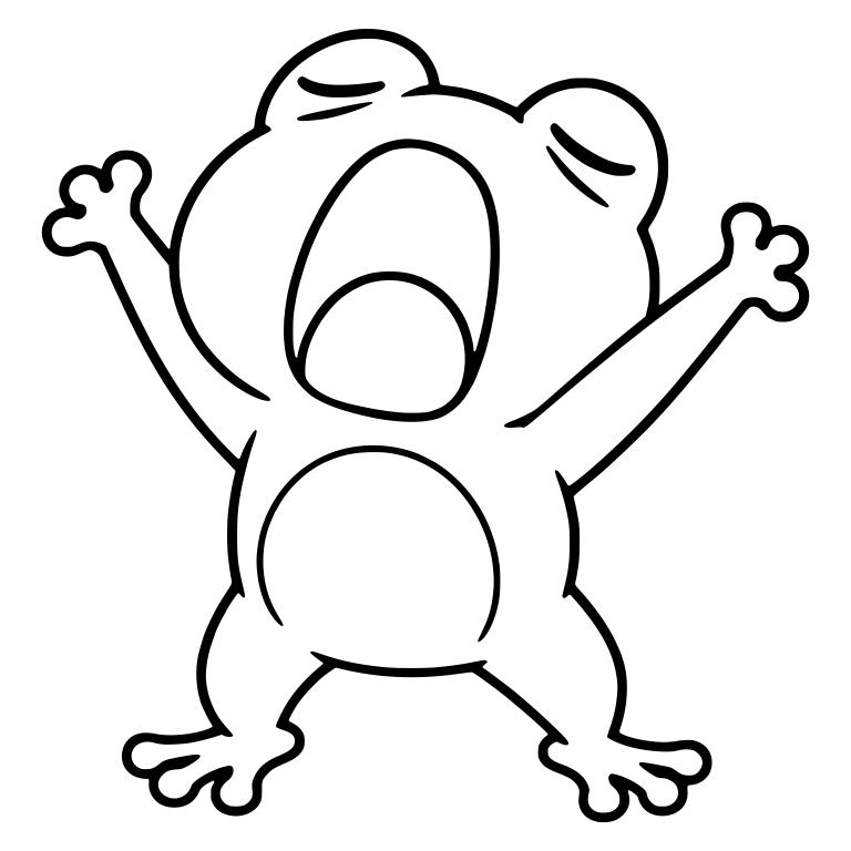 Chibi Frog Yawning With Both Arms Raised — free animal SVG cut file