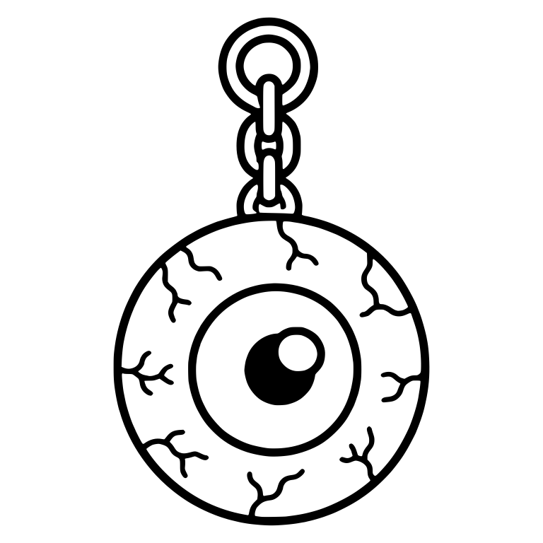 Large Bloodshot Eyeball Hanging From Short Chain — free objects SVG cut file