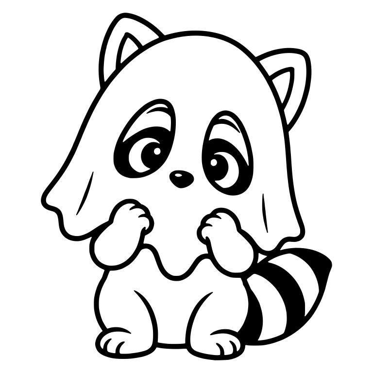 Shy Raccoon in Draped Ghost Sheet Costume — free animal SVG cut file