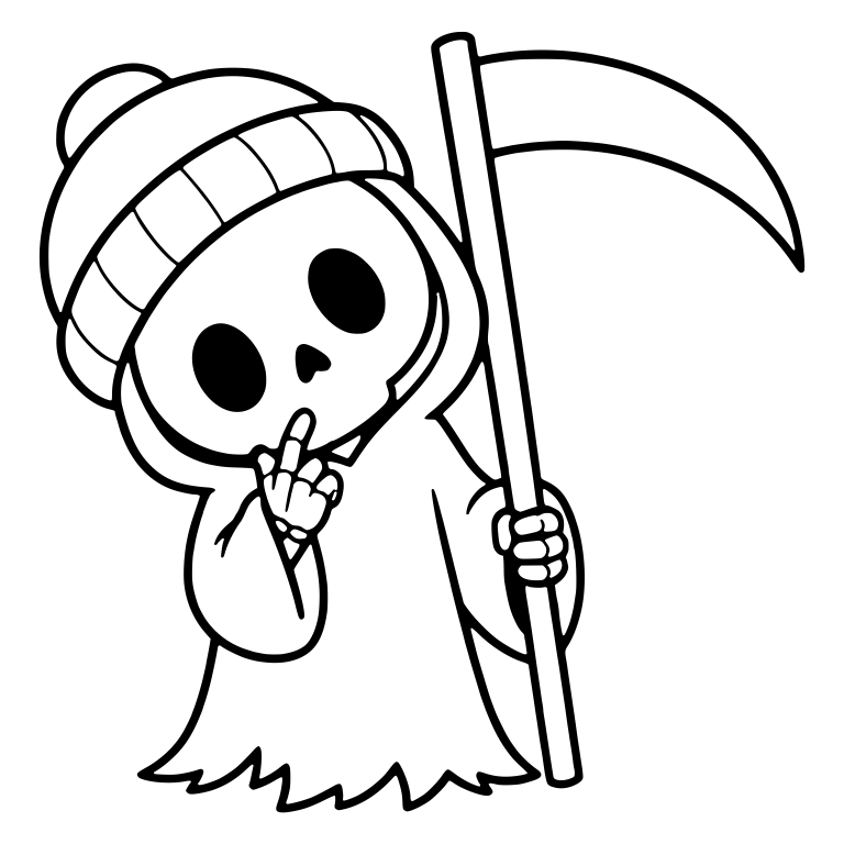 Pom-Pom Beanie Reaper With Raised Finger And Scythe — free characters SVG cut file