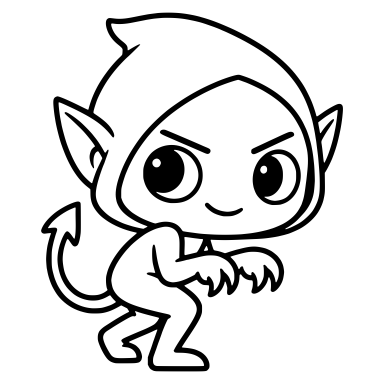 Hooded Imp Sneaking with Clawed Hands and Spade Tail — free fantasy-creature SVG cut file
