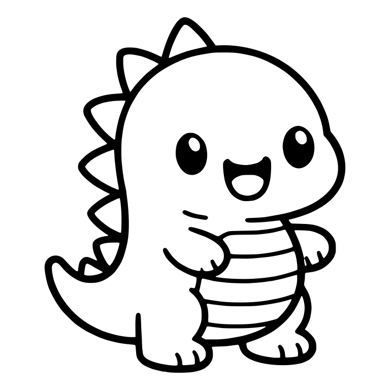 Standing Baby Dinosaur with Striped Belly and Open Smile — free animal SVG cut file