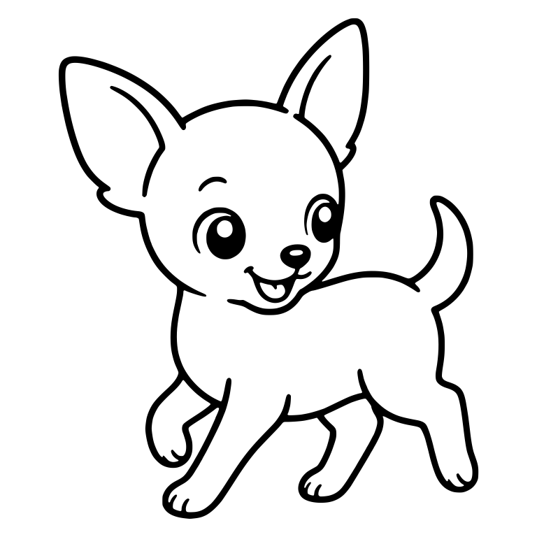 Chihuahua Puppy Trotting With Open Smile and Raised Tail — free animal SVG cut file