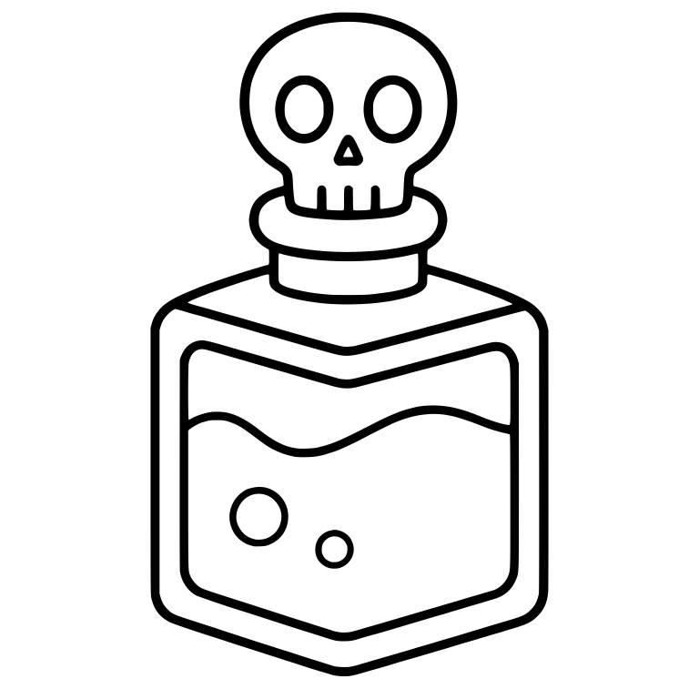 Square Potion Bottle With Skull Stopper — free objects SVG