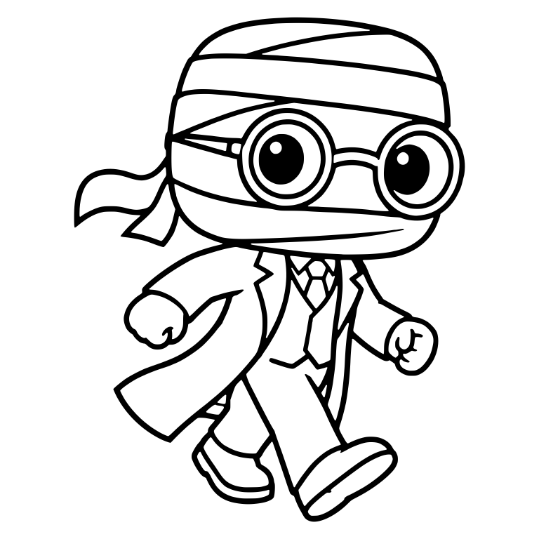 Invisible Man Striding with Loose Bandage and Tie — free characters SVG cut file
