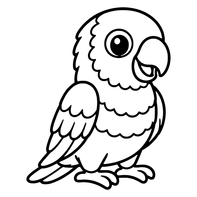 Smiling Parrot Facing Right With Open Beak — free animal SVG cut file
