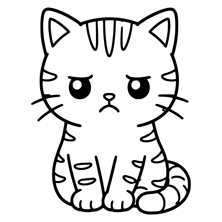 Frowning Tabby Kitten Sitting Upright — free animal SVG cut file