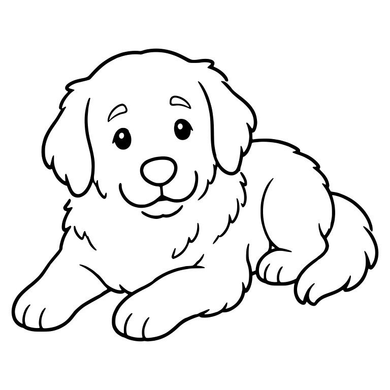 Golden Retriever Puppy Lying On Belly With Head Up — free animal SVG cut file