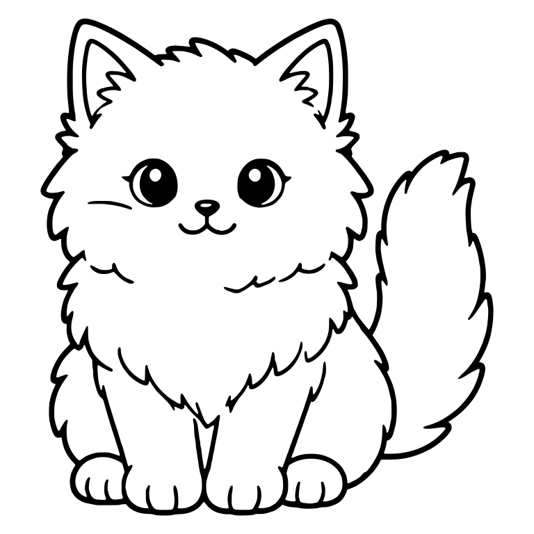 Ragdoll Kitten Sitting With Plumed Tail On The Right — free animal SVG cut file