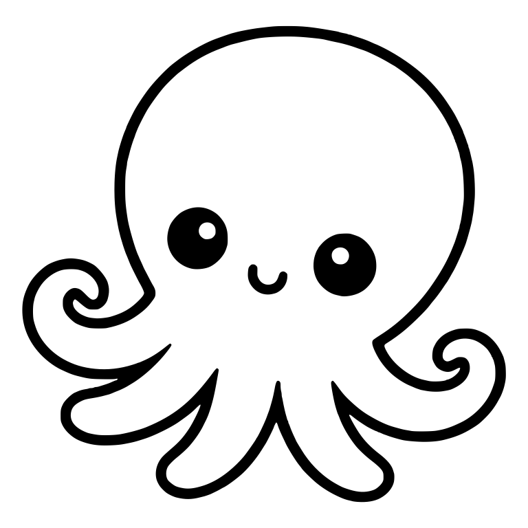 Octopus With Curled Spiral Arm Tips — free animal SVG cut file