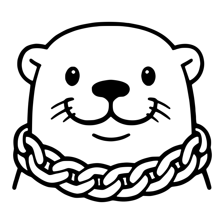 Otter Face with Whiskers and Chunky Chain Necklace — free animal SVG cut file
